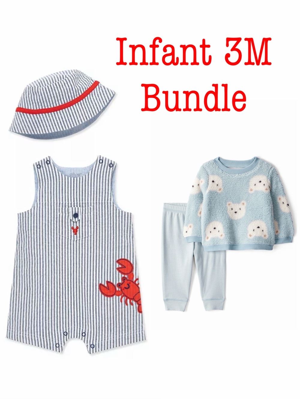 BRAND NEW Infant 3M Carters & Little Me 2 Piece Outfit Bundle